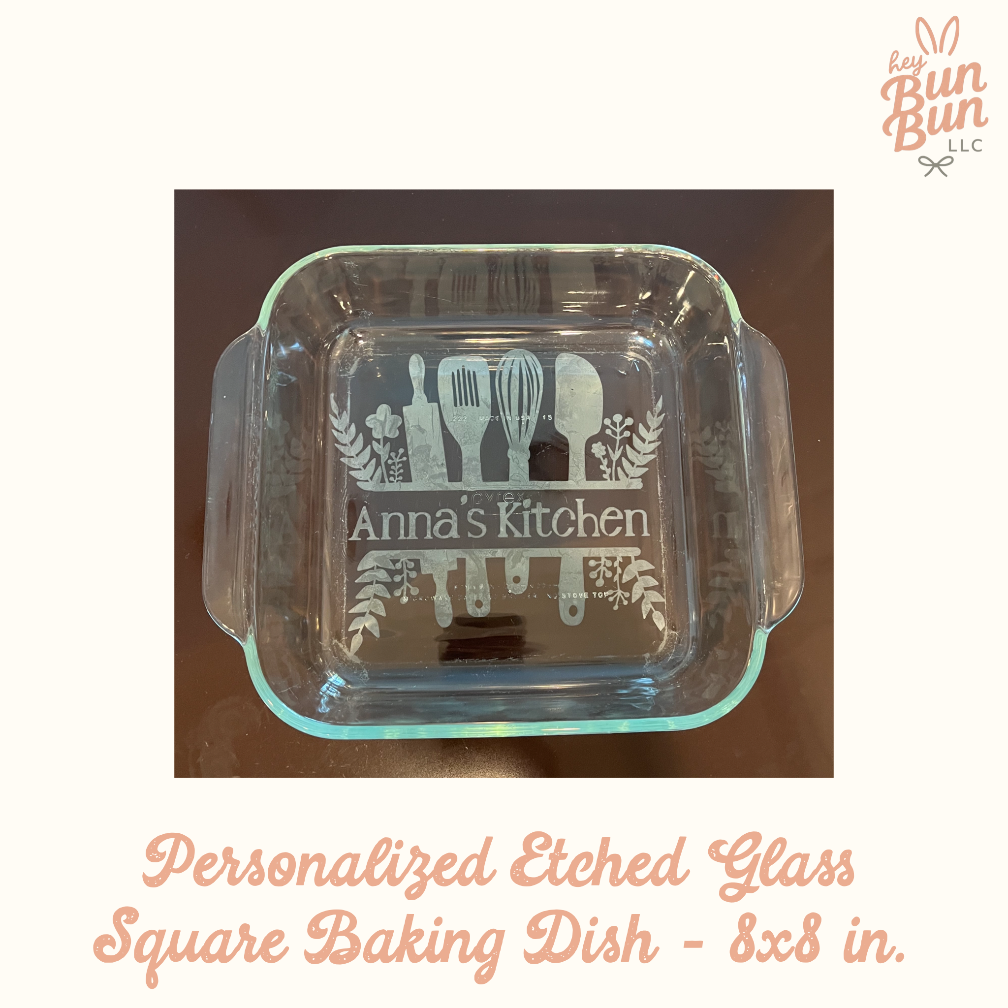 Personalized Etched Glass Bakeware 8x8 in.