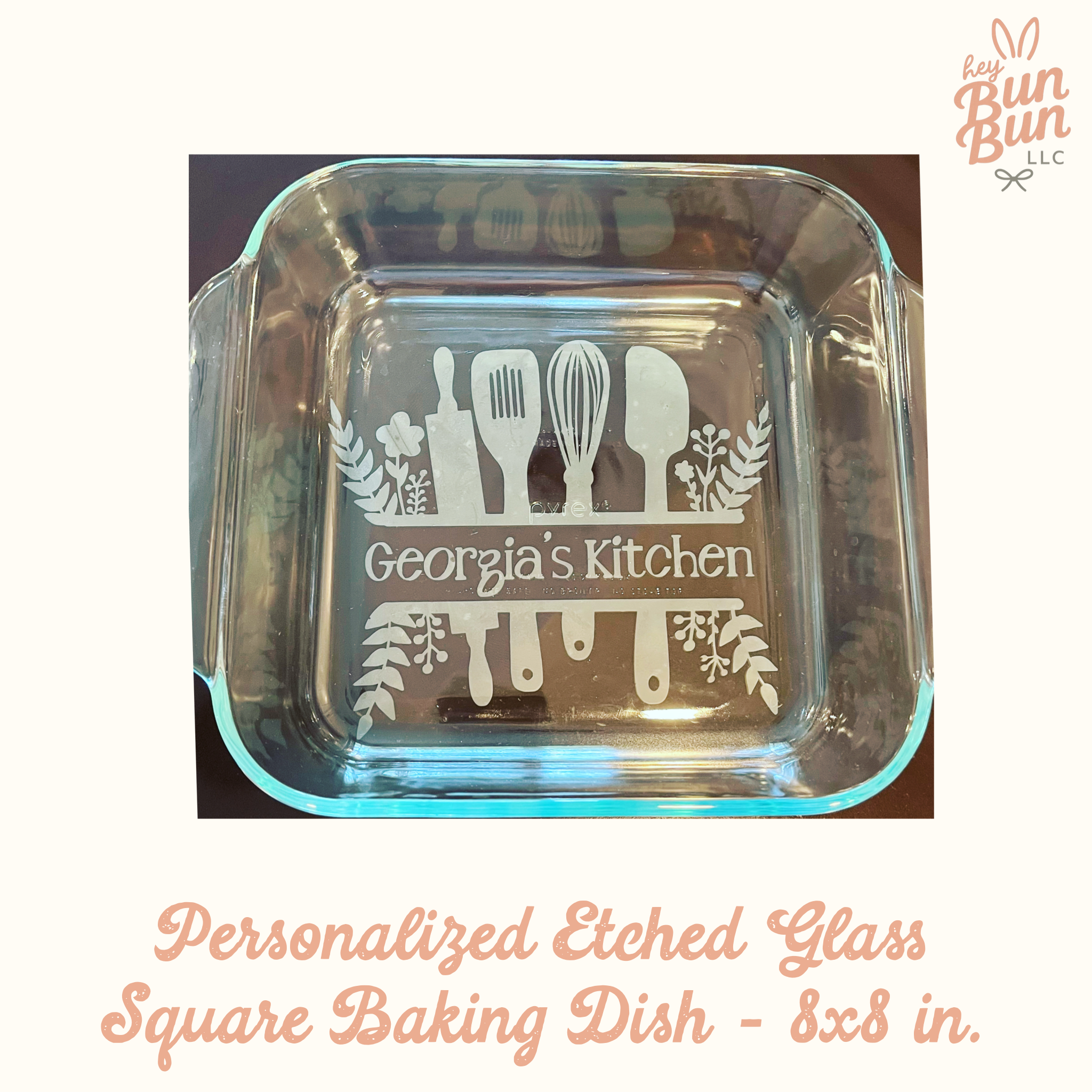 Personalized Etched Glass Bakeware 8x8 in.