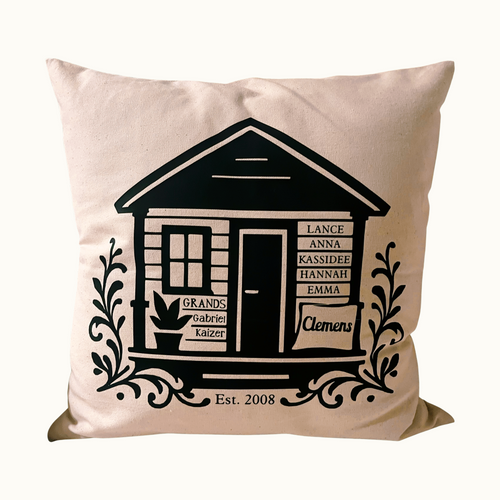 Our House Personalized Throw Pillow - Custom Family Name & Established Year