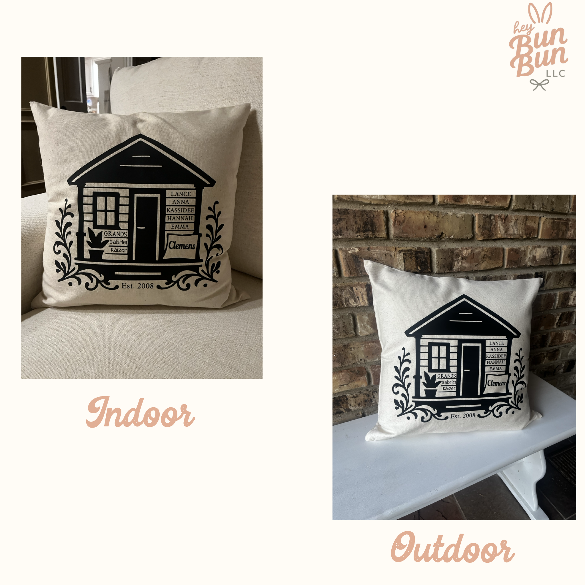 Our House Personalized Throw Pillow - Custom Family Name & Established Year